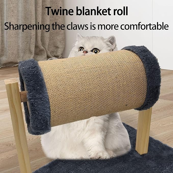 kathson Cat Climbing Frame Kitten Scratching Post,Small Cat Tree Sisal Pillar Villa for Indoor General Nest for Cat Nest Four Seasons Cat Scratch Post Platform Roll Toy for Kitty (Blue)