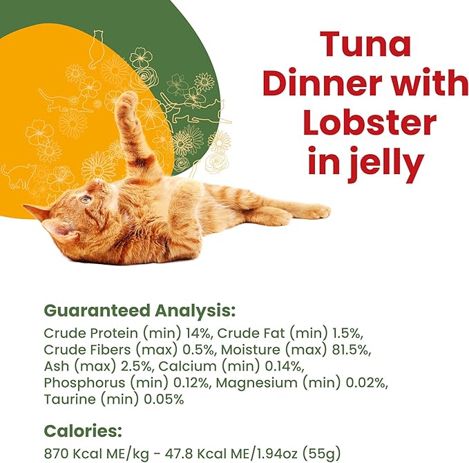 Almo Nature HQS La Cucina Wet Cat Food Pouch Tuna Dinner with Lobster in jelly 1.94 oz (Pack of 12)