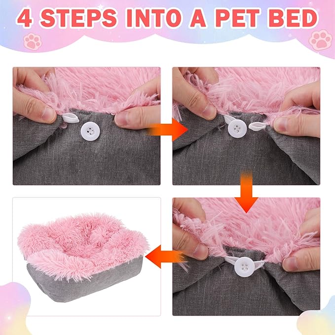 SCENEREAL Self Warming Cat Bed, Heated Cat Bed Mat for Cats Small Dogs, 2 in 1 Soft Plush, Washable Pet Pad for Indoor Outdoor Kitten Puppy, Colorful 24" x 20"