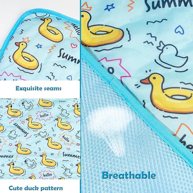 Dog Ice Pad Ice Silk Cats Kennel Mat Pet Cooling Pad Summer Cool Bamboo Mat Breathable Pad (Duck, L)