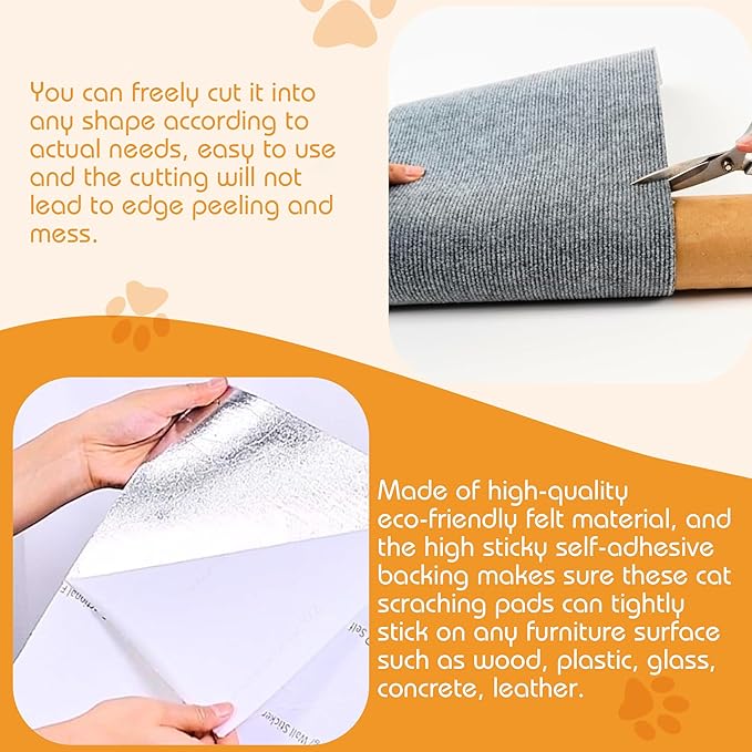 118”x15.8” Trimmable Cat Scratching Post Carpet Cover Cat Scratcher Mat Self-Adhesive Cat Tree Shelves Replacement Parts Mat with 5M Cable Tie Couch Furniture Protector for Indoor Cats (Brown)