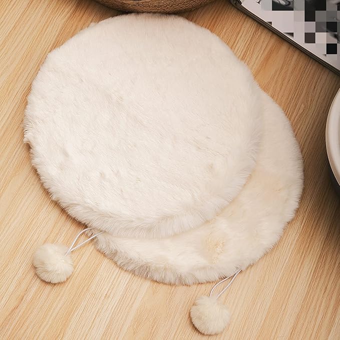 SHENGOCASE 2-Pack 13.8" Round Faux Rabbit Fur Cat Dog Bed Cushion Pad Mat, Cat Tree Tower Replacement Cushion Pad, Pad for Window Perch, Cat Dog Carrier House Cage Crate Kennel Furniture