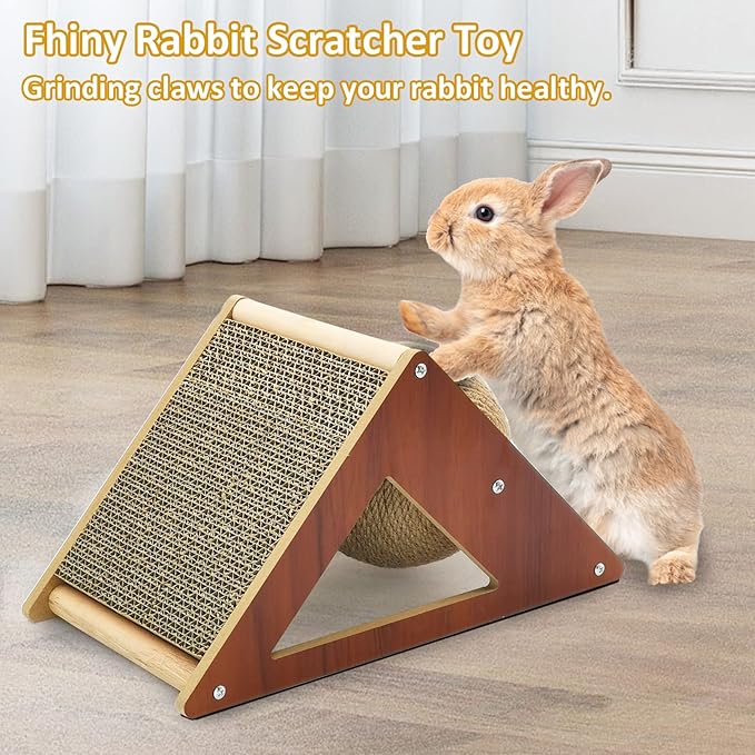Fhiny Rabbit Scratch Ball, Natural Sisal Rope Claws Scratching Corrugated Board for Indoor Kittens Scratch Pawller Rotating Ball Interactive Toys for Bunny Kitten and Other Small Pets