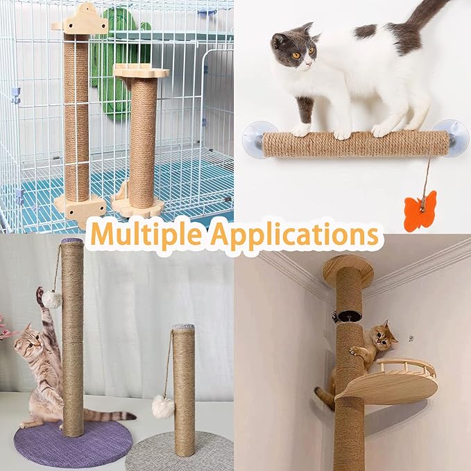 2pcs Cat Scratching Post Sisal Scratch Pole for Cat Trees Climbing Frame Replaceable Cat Scratcher Cat Toys Healthy Scratching Furniture Cat Supplies for Indoor Cat Kittens Activity 15 inch