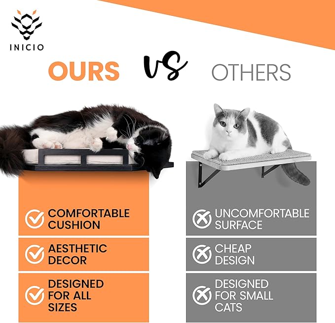 Cat Wall Shelves - Cat Shelves for Wall, Cat Shelf w/Cat Wall Steps, Cat Wall Furniture Black - Corner Cat Shelf, Cat Shelves with Cat Wall Bed