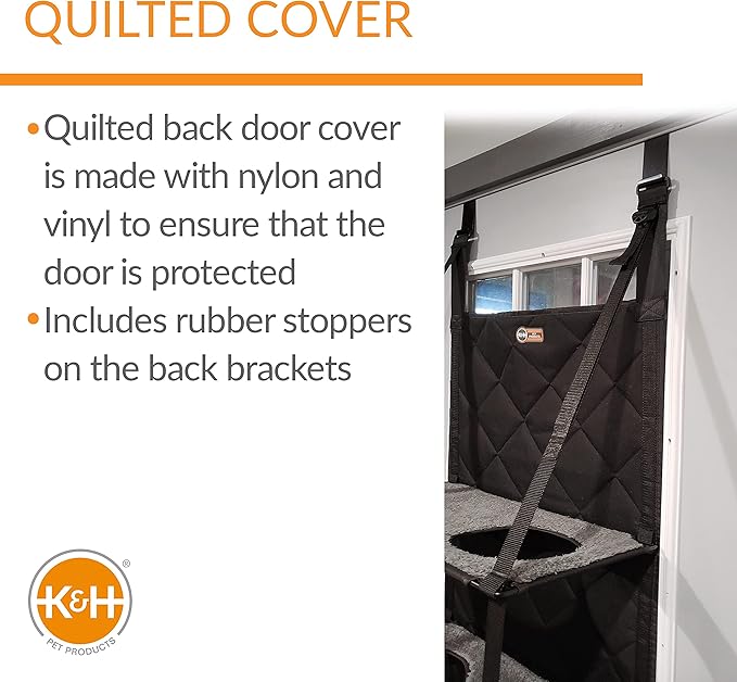 K&H PET PRODUCTS Hangin’ Cat Tree - Door Mounted Climber Cat Wall Perch Furniture Cat Hammock for Indoor, Hanging / Elevated Bed - 4 Story Gray 12 X 22 X 65 Inches