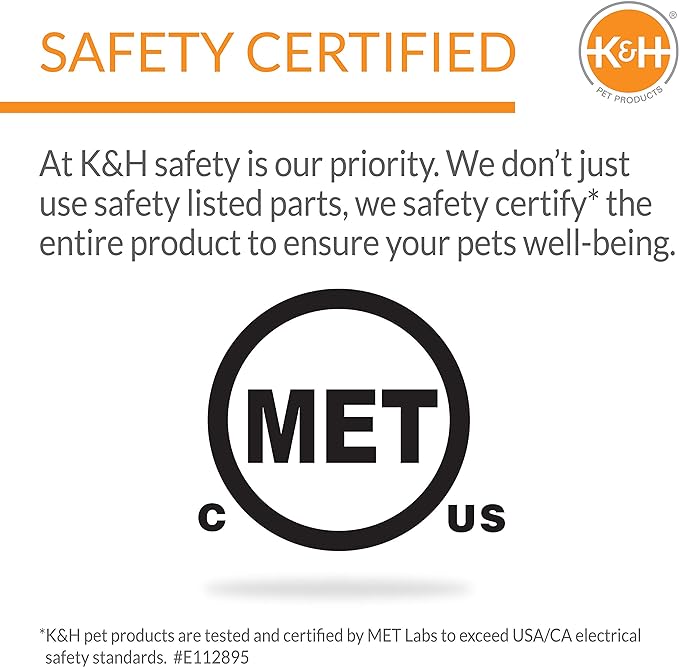 K&H Pet Products Heated Thermo-Kitty Mat, Indoor Heated Cat Bed, Pet Heat Pad for Indoor Cats and Small Dogs, Cat Heating Pad, Electric Thermal Warming Cat Bed Mat, Gray 12.5 X 25 Inches