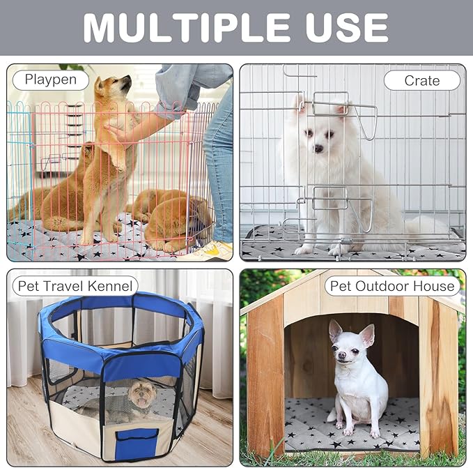 Namalu 4 Pack Self Warming Cat Bed Self Heating Cat Mat Star Pattern Soft Dog Crate Pad Thermal Pet Bed Mat Anti Slip Kennel Mat Washable Dog Cat Warming Bed for Outdoor Indoor Pet (18 x 18 Inch)