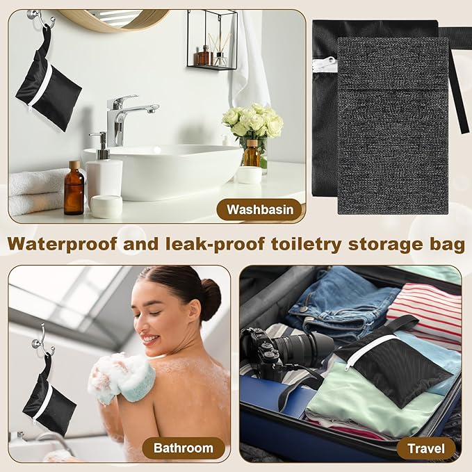 4 Pcs Travel Soap Bar Bag Waterproof & Leakproof Soap Dish Case with 4 Pcs Foaming Nets Multifunctional Toiletry Shower Gym Essentials Quick Dry Pouch for Camping Enthusiasts(Black)