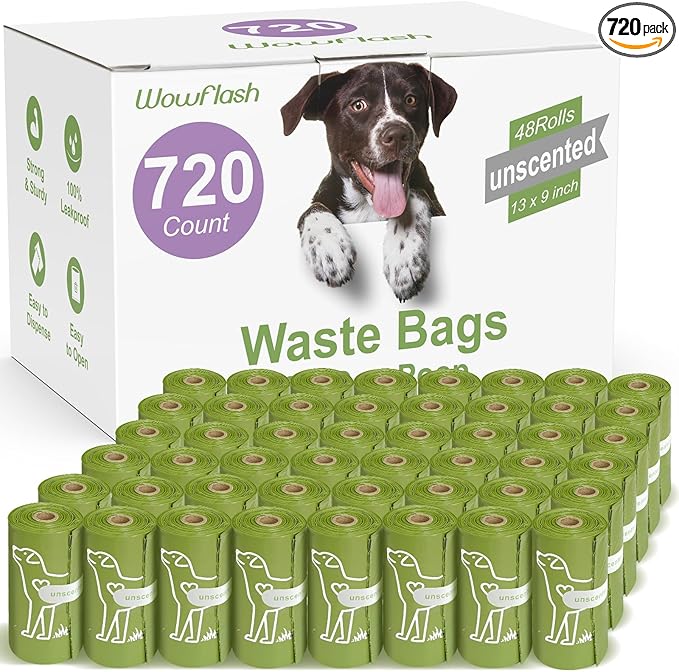 720 Count Unscented 13” x 9” Dog Waste Bags Rolls, Leakproof Strong & Sturdy Bags for Dogs, Doggie Bags Cats Litter Bags,Trash Bags for Doggy Pets