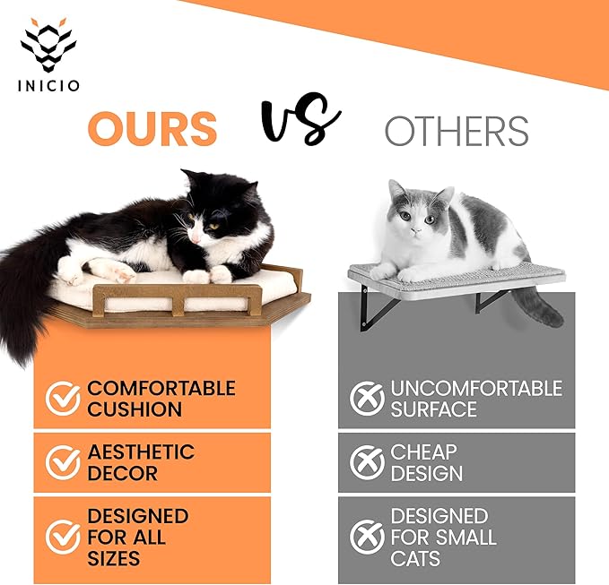 Cat Wall Shelves - Cat Shelves for Wall, Cat Shelf w/Cat Wall Steps, Cat Shelf for Wall - Corner Cat Shelf, Cat Shelves with Cat Wall Bed