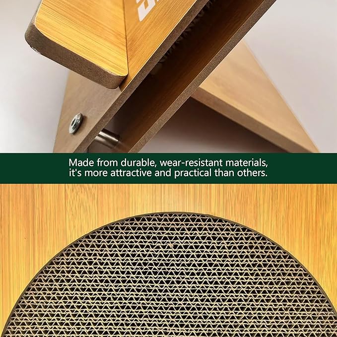 Cat Scratching Board, Easel-Shaped Corrugate Cat Scratcher for Indoor Cats, Cat Scratch Pad with Premium Scratch Textures Design, Cardboard Cat Scratcher with Double-Sided Usability (Semicircle)