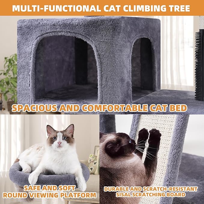 Multi Level Cat Trees with Cat Houses Hammock ScratchingPosts,Grey …