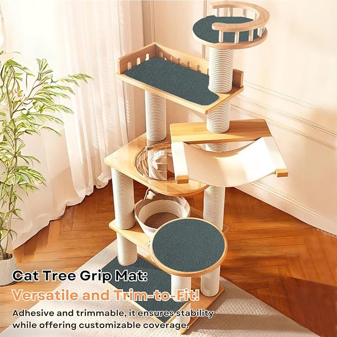 Cat Scratch Mat (Dark Grey, 5-Pack, 9.8''*18.8''), Furniture Protector from Cats Scratching, Strong Self-Adhesive Backing for Easy and Sturdy Application, Versatile for Cat Trees, Posts, and Beds