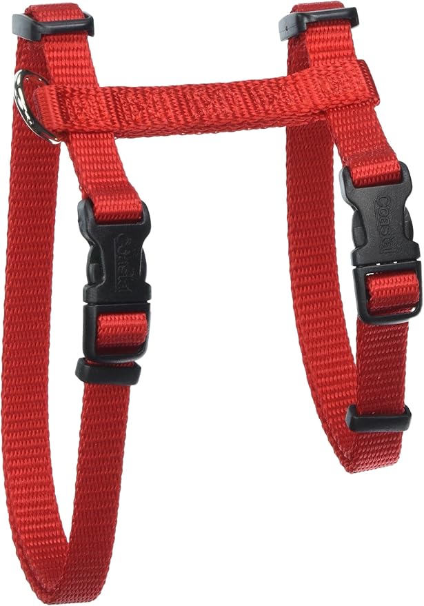 Coastal Pet Figure "H" Adjustable Cat Harness - Outdoor Cat Supply - Comfortable for Cats - Secure Snap-Lock Buckles - Red, 3/8" x 10"-18"