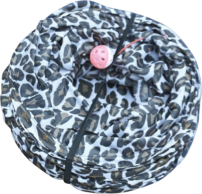 3 Way Cat Tunnel. Extra Large 12 Inch Diameter and Extra Long. A Big Collapsible Play Toy. Wide Pet Tunnel Tube for Rabbits, Kittens, Large Cats, and Dogs (Animal Print)