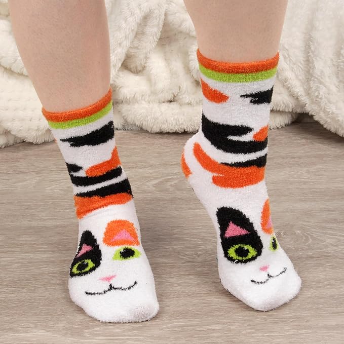 BambooMN Super Soft Warm Cute Women's Animal Non-Slip Fuzzy Fluffy Crew Winter Home Socks