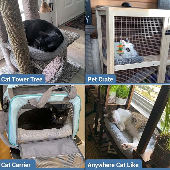 lesypet Cat Beds for Indoor Cats, 22" x 16" Pet Bed Curl Sleep Plush Cushion with Pillow, Non-Slip Bottom Washable Pet Mat for Small Dogs Pet, Medium