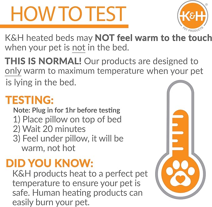 K&H Pet Products Heated Thermo-Kitty Mat, Indoor Heated Cat Bed, Pet Heat Pad for Indoor Cats and Small Dogs, Cat Heating Pad, Electric Thermal Warming Cat Bed Mat, Mocha/Tan 12.5 X 25 Inches