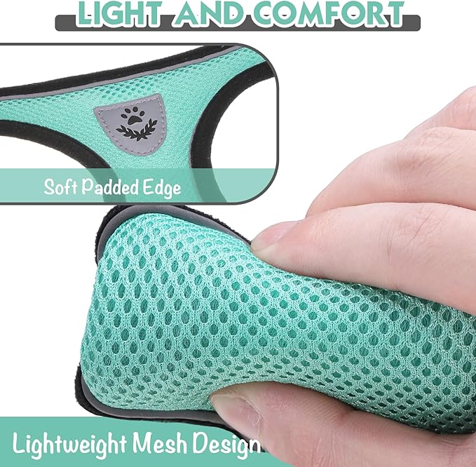 SCENEREAL Cat Harness and Leash Set Escape Proof, Adjustable Soft Air Mesh Cat Harnesses for Girls Boys, Reflective Light Cat Vest for Kitten Puppy Rabbit, Pet Vest Harnesses for Small Medium Big Cats