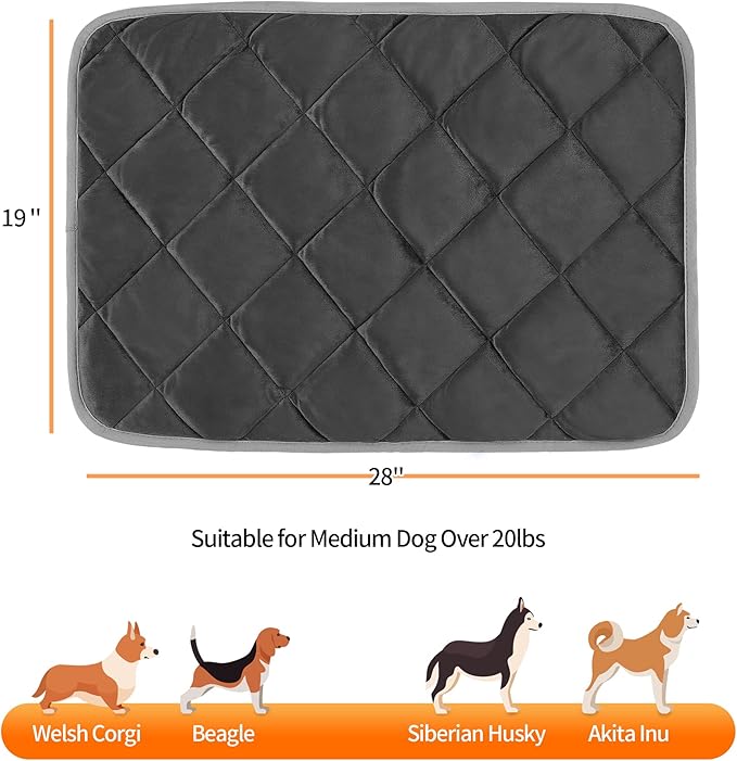NWK Self Warming Thermal Pet Mat for Dogs and Cats, Body Heat Reflecting Cat Bed Mat, Washable, for Sofa & Crate & Kennel & Car Seat (19’’ X 28’’, Black)