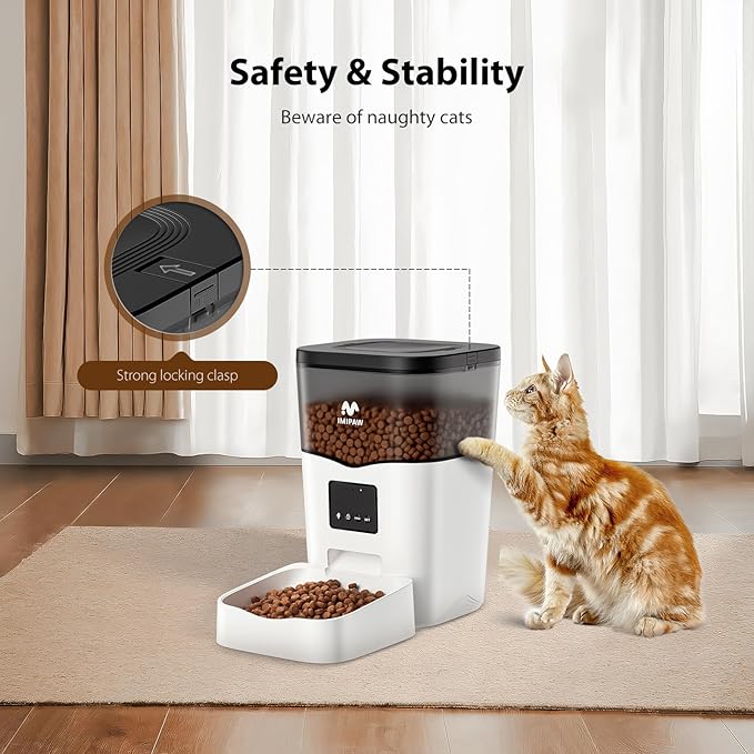 Automatic Cat Feeder WiFi: Automatic Cat Food Dispenser with App Remote Control Timed Feeding of Dry Food 10s Voice Recorder Programmable Pet Feeder for Cat & Small Dog Up to10 Meals