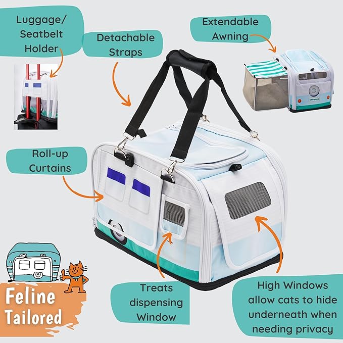 2-in-1 Premium Cat Carrier & Hideaway. Calming Carrier for Anxious Cats. Recommended by Veterinarians. Airline Approved, Soft-Sided, Expandable & Collapsible,17" x 11" x 11", Easy to Clean