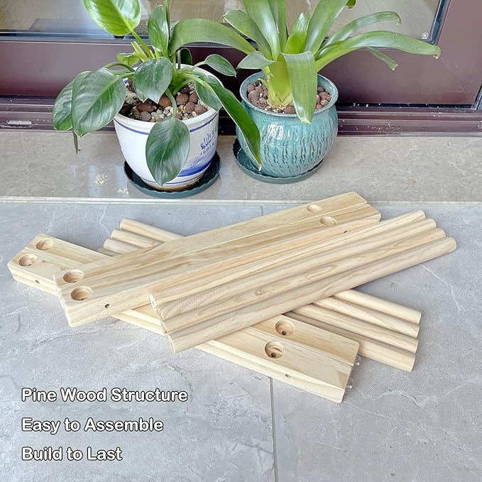 2 Layer Cat Hammock Bed for Indoor Cats, 17.0''×17.0'' Big Size Cat Hammock, Pine Wood Elevated Cat Bed, Good for All Seasons(Grey)