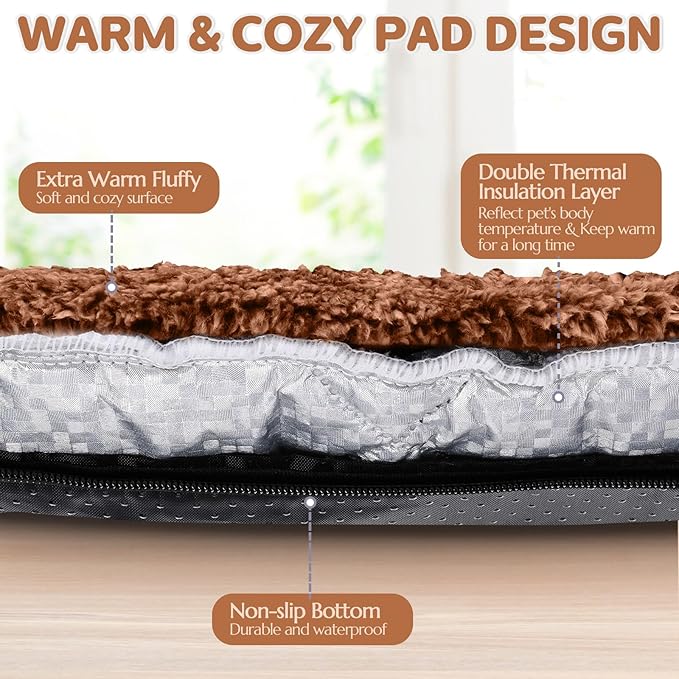 1 Pack Self Warming Cat Bed Pad Self Heating Cat Mat 16 x 20 Inch Cat Warmer Bed Mat for Feral and Indoor Cats Washable Thermal Cat Mat Pet Kennel Pad with Anti-Slip Bottom (Brown)