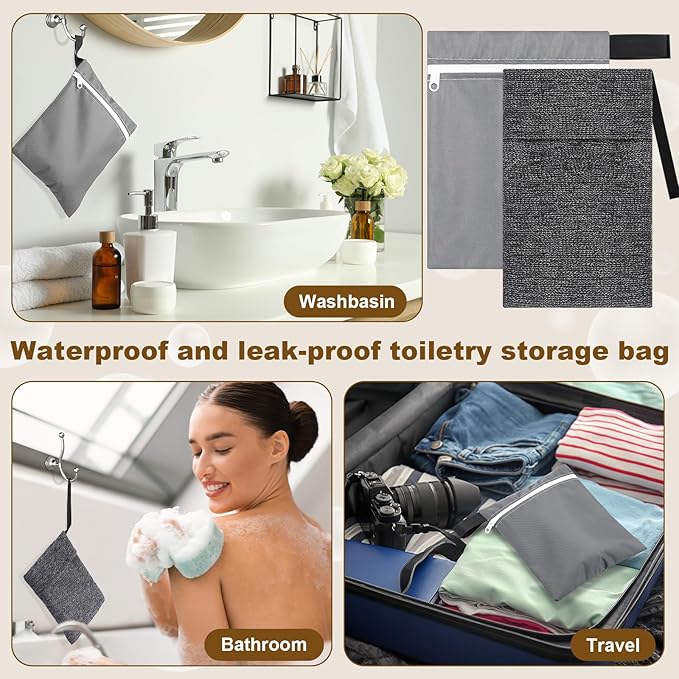 4 Pcs Travel Soap Bar Bag Waterproof & Leakproof Soap Dish Case with 4 Pcs Foaming Nets Multifunctional Toiletry Shower Gym Essentials Quick Dry Pouch for Camping Enthusiasts(Gray)