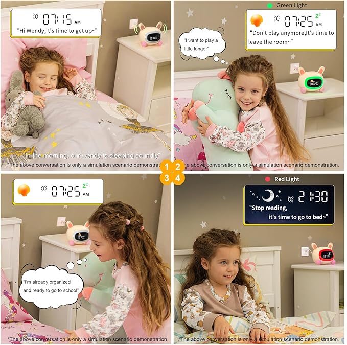 Alarm Clock for Kids,Ok to Wake Clock,Sleep Training Clock with Night Light & Sound Machine, Cute Kawaii Alarm Clock for Birthday Gift Boy Girls Toddlers Bedrooms