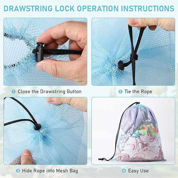 100PCS Drawstring Laundry Bags - Multicolor Nylon Mesh Gym, Travel, Beach & Storage Bags with Locking Closure for College, Gym, Yoga, Sport