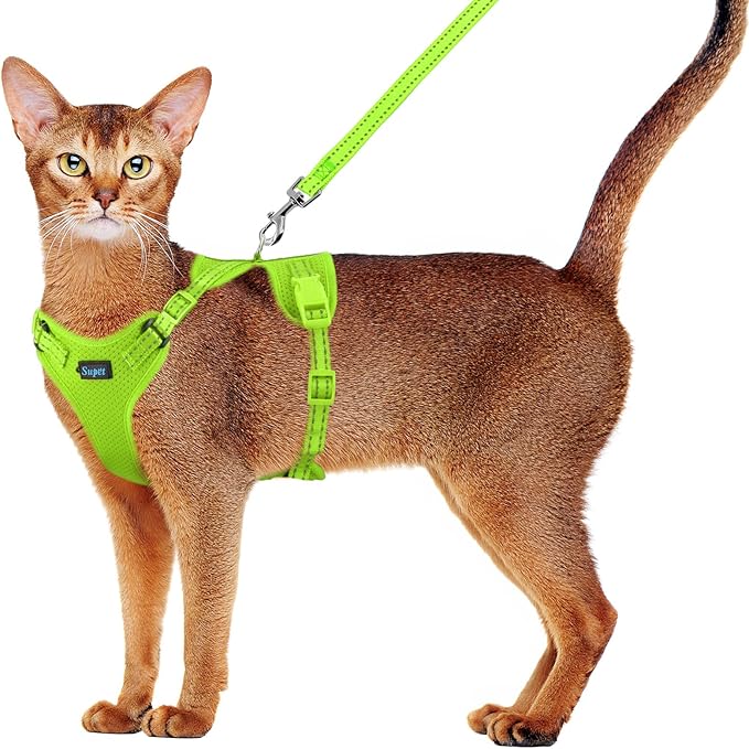 Supet Cat Harness and Leash Set for Small to Large Cats Adjustable Cat Vest Harness with Reflective Trim Universal Cat Leash and Harness for Cats/Puppies