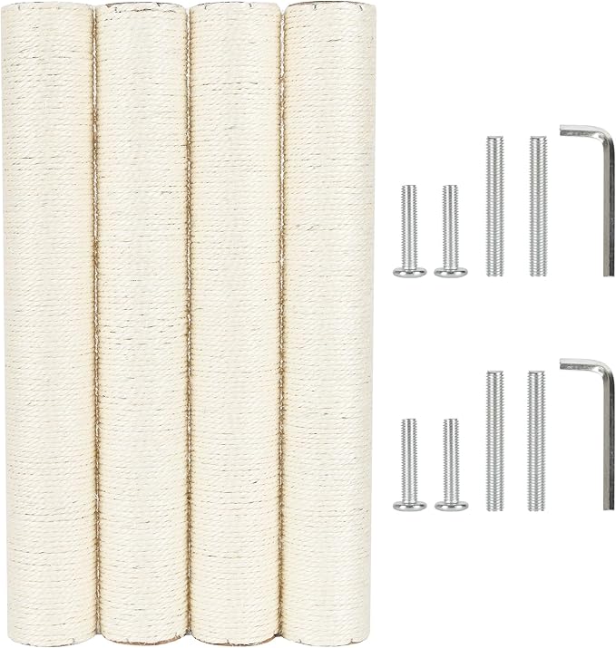 4 PCS 7.4cm 2.91in Diameter Cat Scratching Post Replacement Sisal Pole (50cm/19.69in, M8)