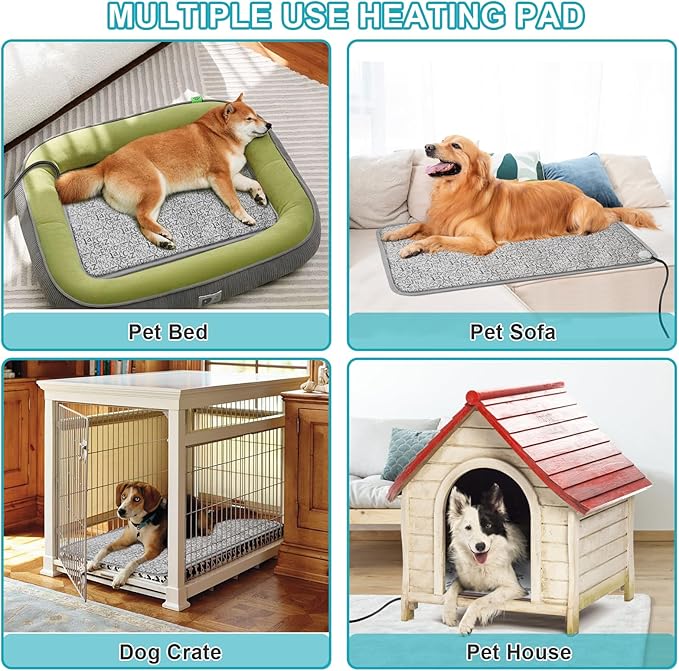 Dog Heating Pad, Pet Heated Mats Puppy Heating Pad for Winter, Whelping Box,Waterproof Heated Pet Bed Mat for Dogs with Chew Resistant Steel Cord(Letter, 28 * 18in)