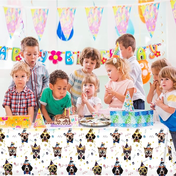 41 Pieces Dog Birthday Party Supplies, Puppy Party Tableware for Kids Party Decorations Includes 20 Plates 20Napkins and 1 Tablecloth for Puppy Theme Party Supplies
