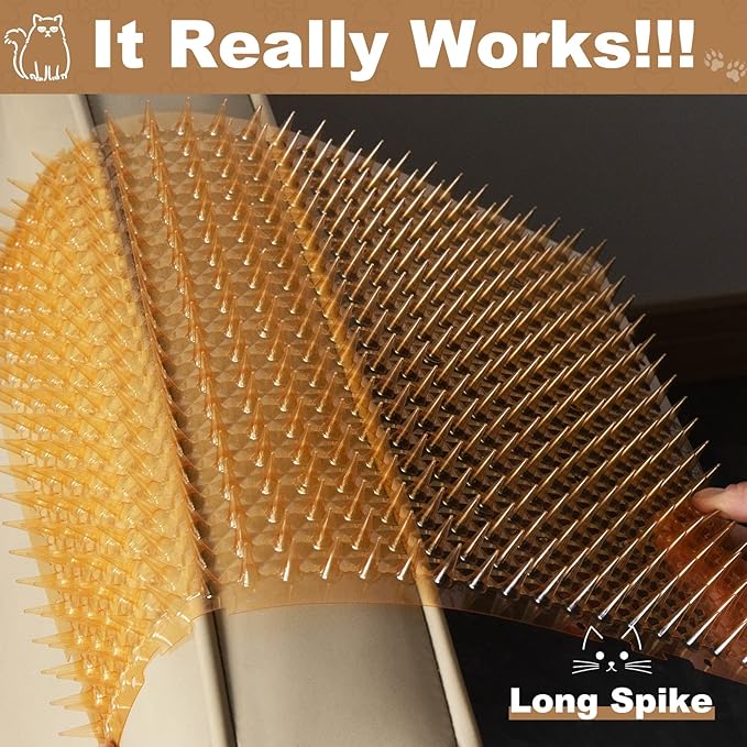 10 Pcs Scat Mat for Cats, 16x13 Inch Cat Deterrent Indoor Mat, Cat Scat Mat with Spikes Outdoor Use, Humane Pet Repellent Fence, Orange Color for Cat/Dog Easily See