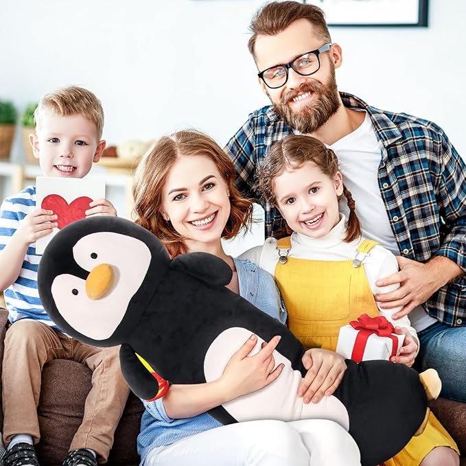 36” Long Penguins Plush Body Pillow, Cute Giant Black Penguin Stuffed Animals, Big Penguins Squishy Soft Plushies Toy, Gifts for Kids Girls and Boys, Birthdays Easter