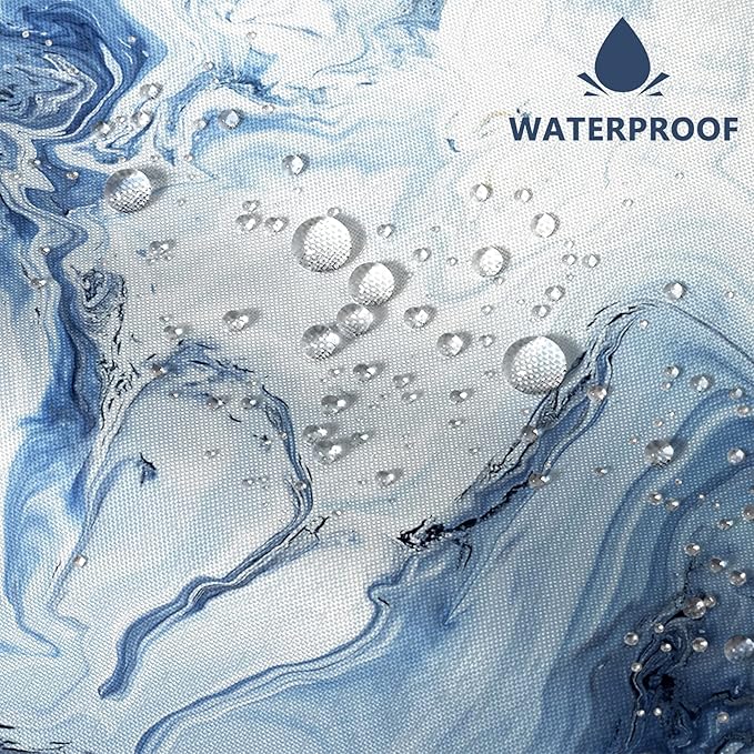 AWERT Blue Marble Shower Curtain - Waterproof for Bathroom Decor, Printed Washable With Hooks, 72x72 Inch