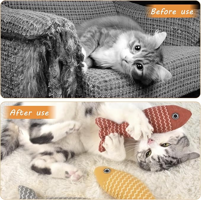 AccEncyc 3Pcs Cat Toys Fish Catnip Toys Interactive Cat Toy Cat Chew Toy Cat Pillow Toys Kitten Exercise Kicker Toys for Indoor Cats Kitty Kitten Catnip Exercise Toys Cat Gifts Kitty Toy