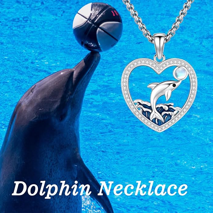 Black Cat/Dolphin/Bat Necklace Animal Pendant 925 Sterling Silver Cute Animal Jewelry Graduation Gifts for Women Men Animal Lovers Christmas Holiday Birthday Fathers Day