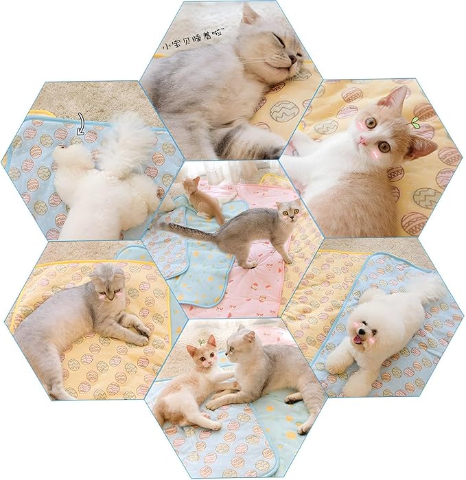 NACOCO Pet Cooling Mat Cat Dog Cushion Pad Summer Cool Down Comfortable Soft for Pets and Adults (M, Yellow)