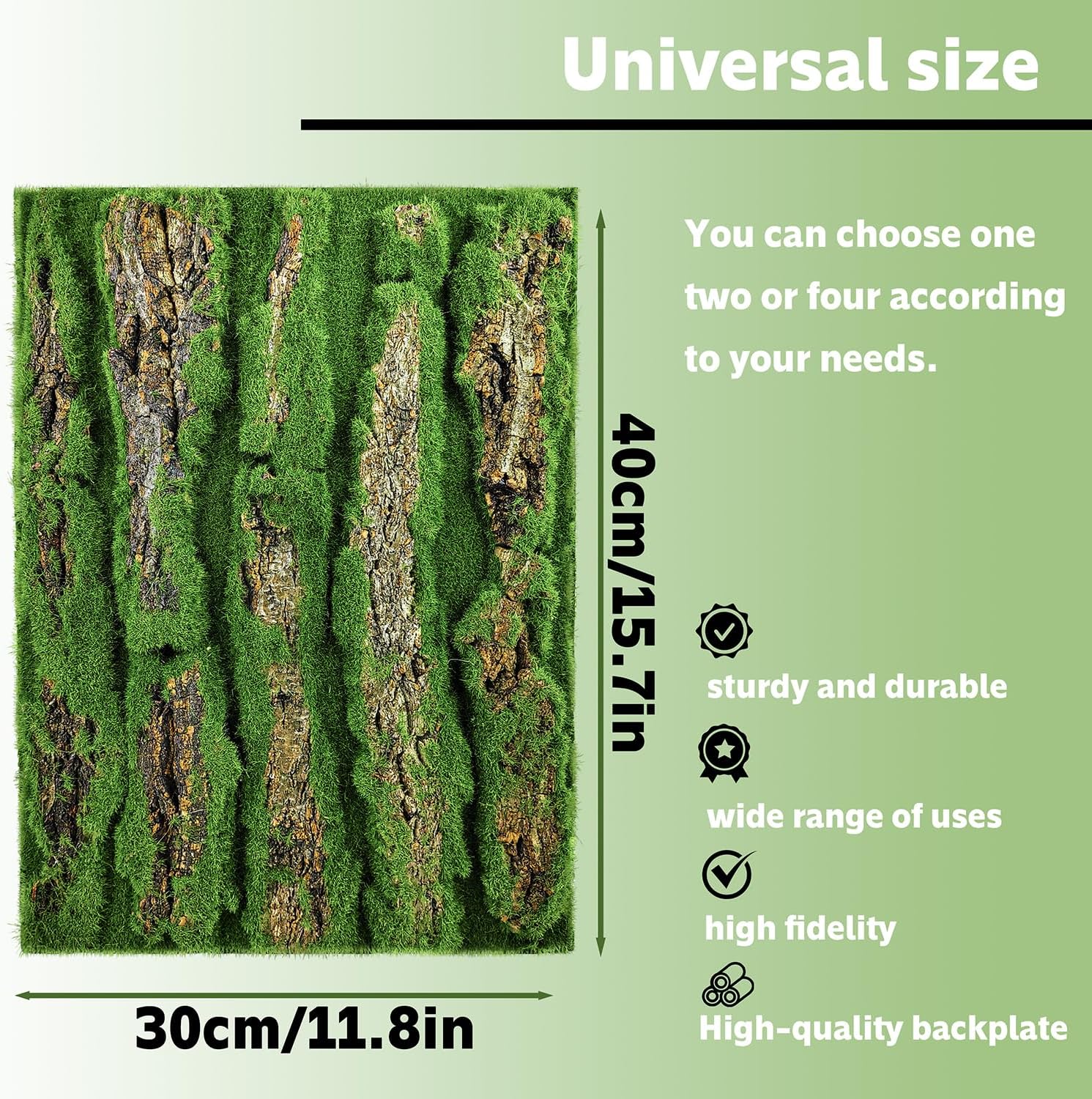 15.75x11.81in Reptile Terrarium Cork Background,Bearded Dragon Tank Bark Backdrop Wall Decor with Artificial Moss for Gecko Lizard Tortoise Frog Chameleon(1Pcs)