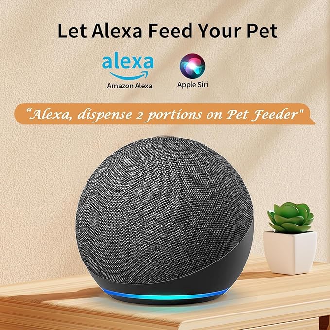 Automatic Cat Feeder, WiFi Pet Feeder for cat/Dog Compatible with Alexa & Echo, 15 Cup Timed Cat Food Dispenser for Remote Feeding, up to 10 Meals Per Day with APP Control