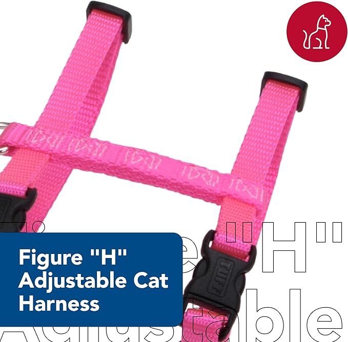 Coastal Pet Figure "H" Adjustable Cat Harness - Outdoor Cat Supply - Comfortable for Cats - Secure Snap-Lock Buckles - Black, 3/8" x 10"-18"