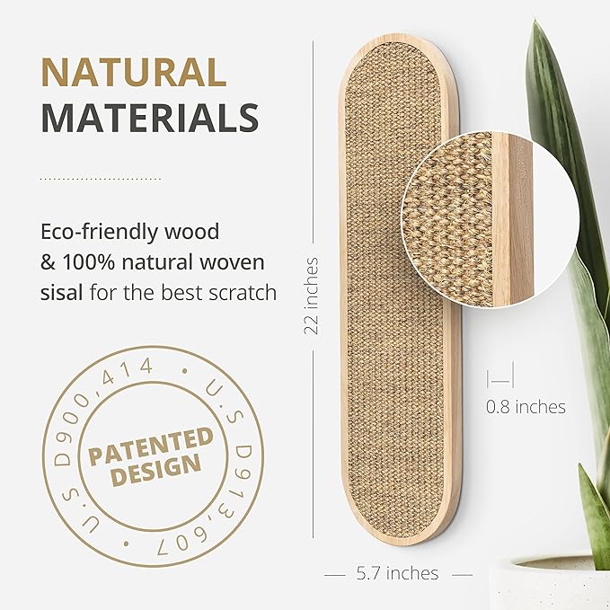 7 Ruby Road Wall Mounted Cat Scratcher - Indoor Cat Scratching Board Cat Vertical Cat Scratcher for Wall - Cat Scratch Pad Scratching Post for Indoor Cat Wall Mounted - Cat Wall Furniture Scratch