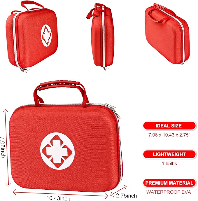 299PCS First Aid Kit Portable Red Camping Essentials Multiple Purpose Survival Kits Plus Case Emergency Set Outdoor Backpacking Gear Suitable for Hiking School Car Home YIDERBO