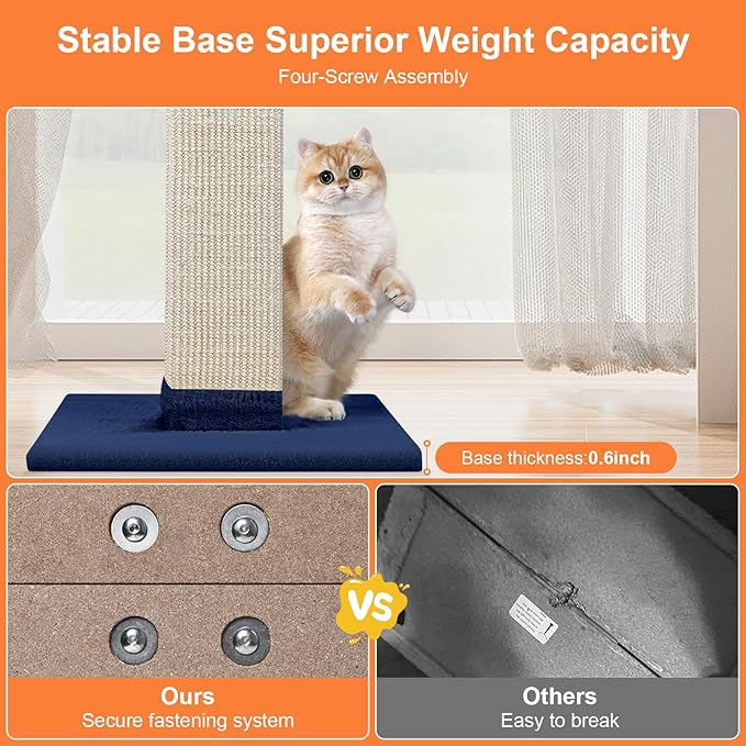 Cat Scratching Post 33 Inch Nature Sisal Cat Scratch Post for Indoor Cats, Large Cat Scratcher Protect Your Furniture, for All Breeds Blue