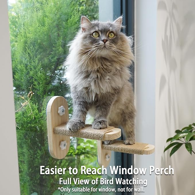 PETKARAY Cat Window Shelf, Original Cat Window Perch Stairs, Durable Cat Seat for Window Sill, Sturdy Window Step for Indoor Cats