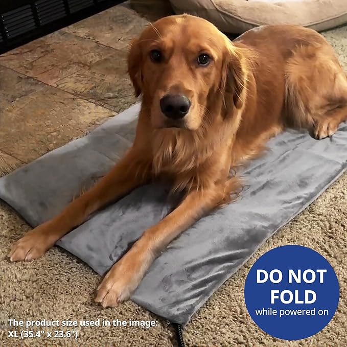 NICREW Large Dog Heating Pad, 35.4" x 23.6" Temperature Adjustable Heated Dog Bed with Auto Shut Off Timer, Indoor Pet Heated Bed Mat for Cats and Dogs